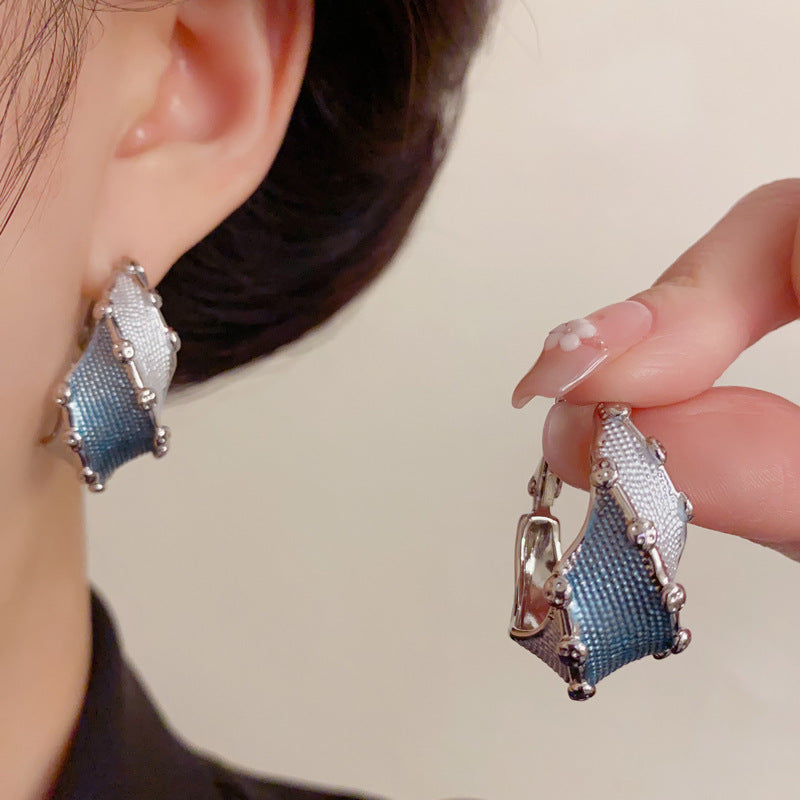 Luxury Polka-Dot Twisted Color-Block Hoop Earrings – Retro Design