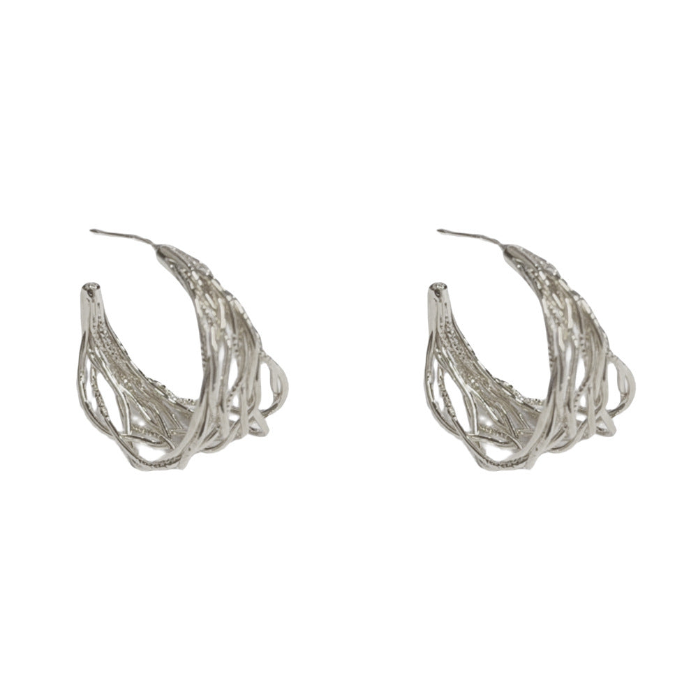 Eaioncol Geometric Line Hoop Earrings Gold Silver