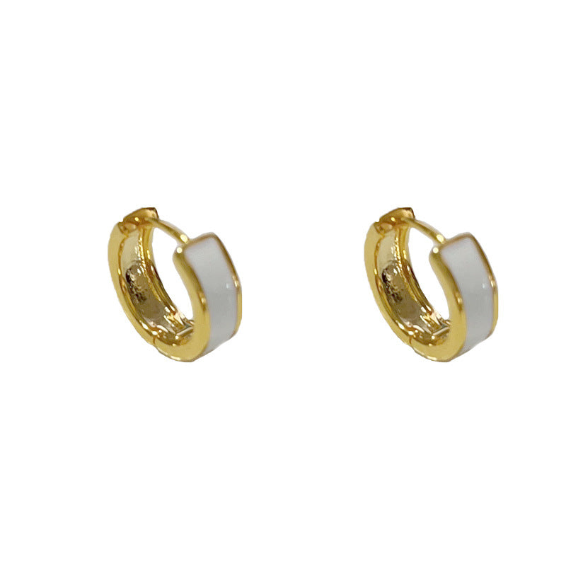 14K Gold Plated Drip Oil Round Hoop Earrings - Luxe Minimalist Design