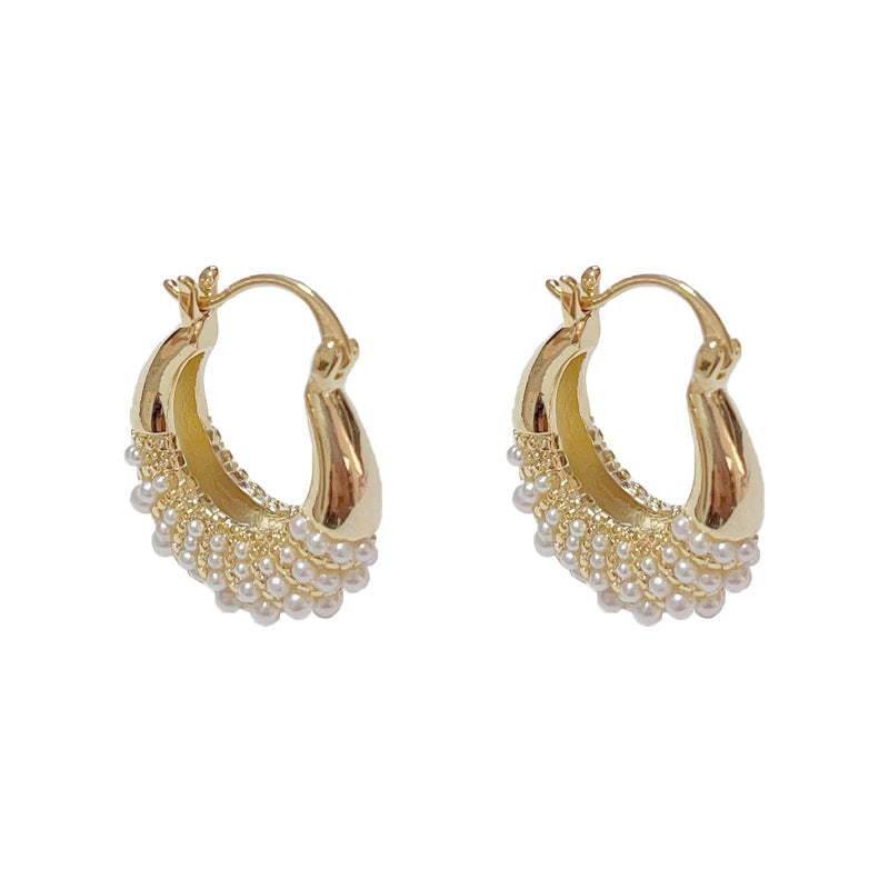 14K Gold-Plated Pearl Bag Earrings - Chic & Elegant Design