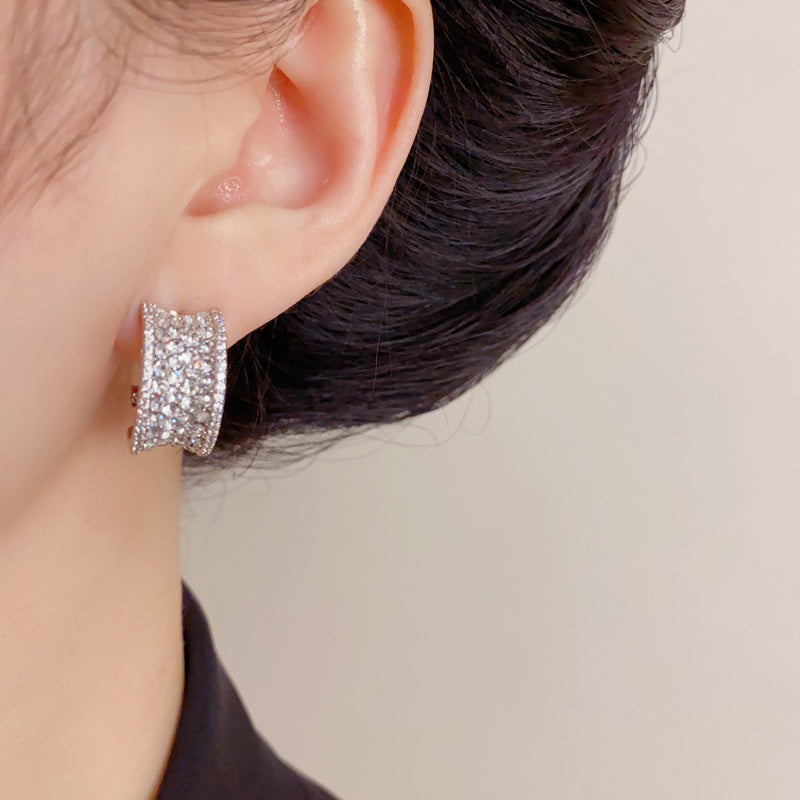 Eaioncol Full CZ Geometric Stud Earrings Gold Silver