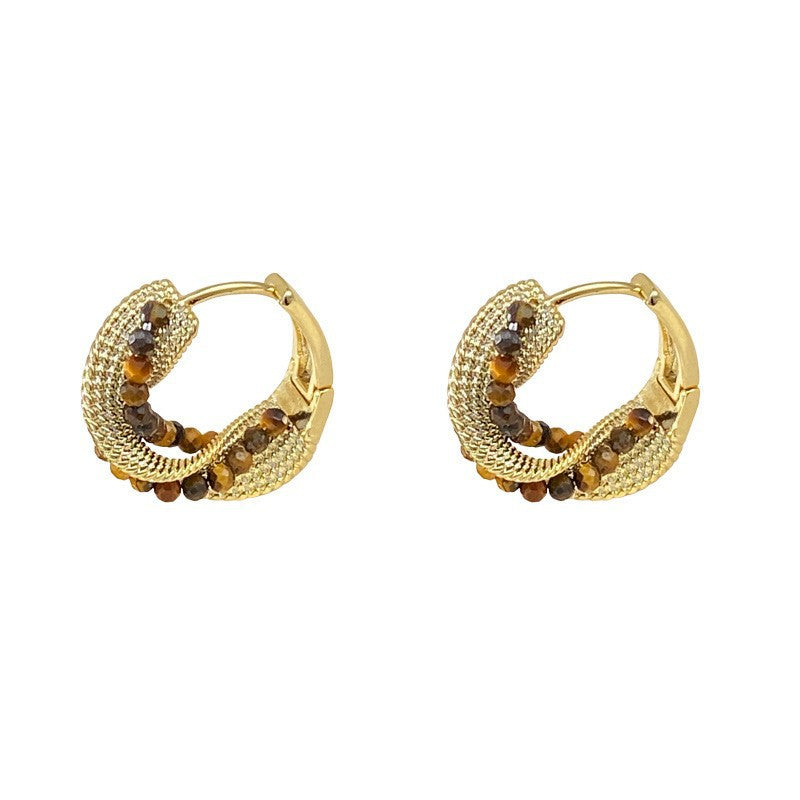 Eaioncol Handmade Beaded Hoop Earrings Gold Silver