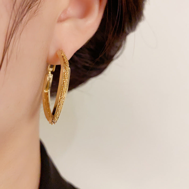 14K Gold-Plated Geometric Diamond Hoop Earrings - Bold and Chic