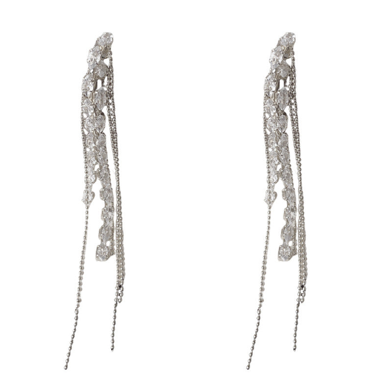 Elegant Zircon Front-Back Tassel Drop Earrings – Ultra-Sparkle Design