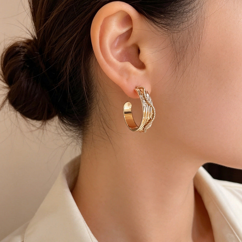 Eaioncol Light Coffee Gold Hoop Earrings 14K Gold Plated