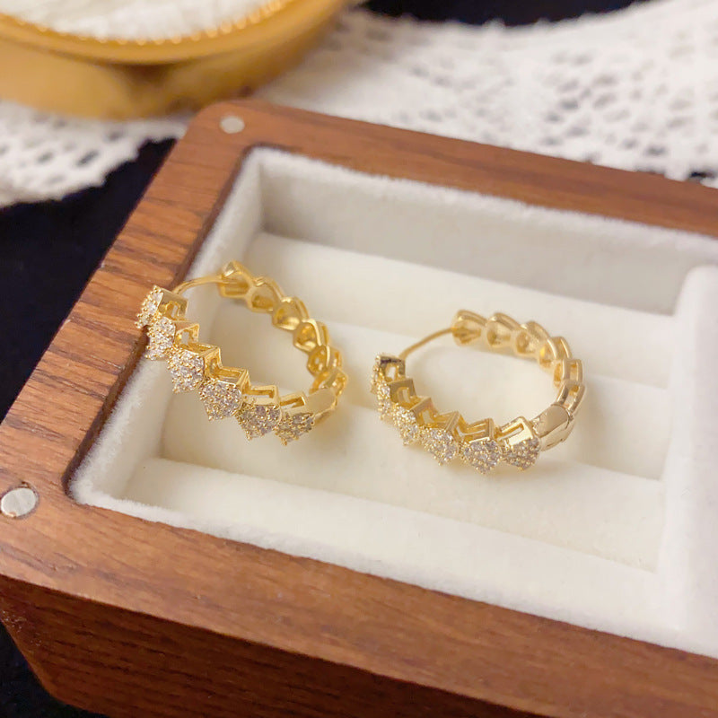 Elegant Full-Zircon Geometric Earrings – Minimalist Design