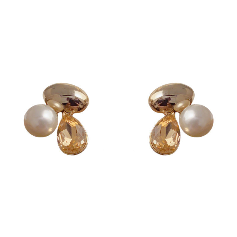 Luxury Oval Pearl Teardrop Stud Earrings – Elegant Minimalist Design