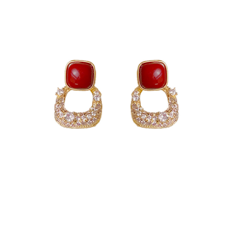 14K Gold-Plated Diamond-Studded Pearl Earrings - Chic & Elegant Design