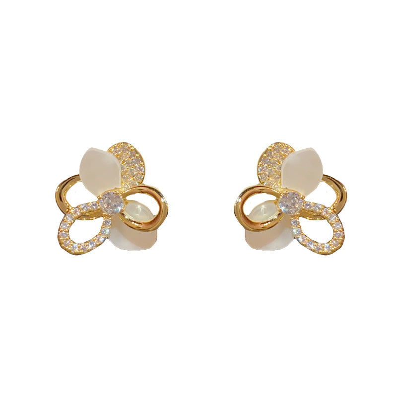 14K Gold-Plated Hollow Flower Stud Earrings -Elegant Minimalist Design