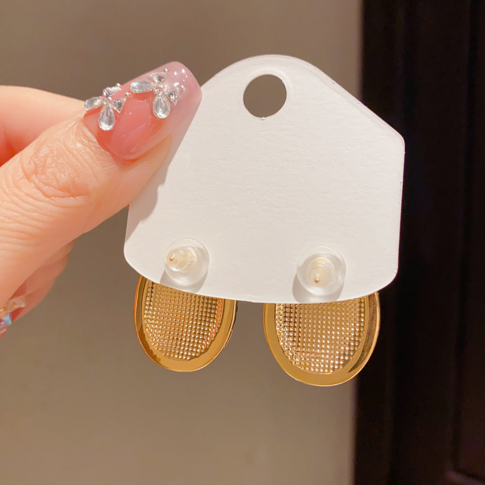 Eaioncol Geometric Oval Stud Earrings 14K Gold Plated