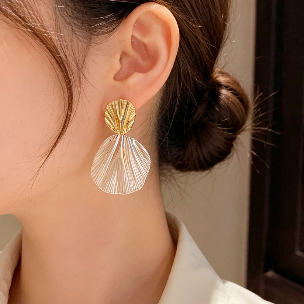 Eaioncol Two-Tone Geometric Drop Earrings 14K Gold Plated