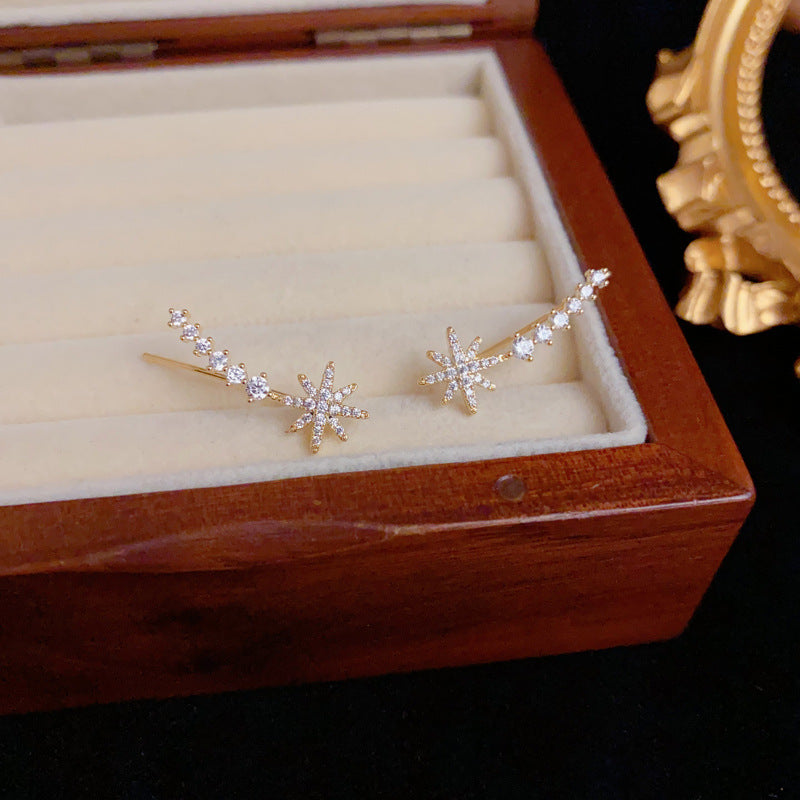 Luxury Full-Zircon Starburst Ear Crawler Earrings – Elegant Design