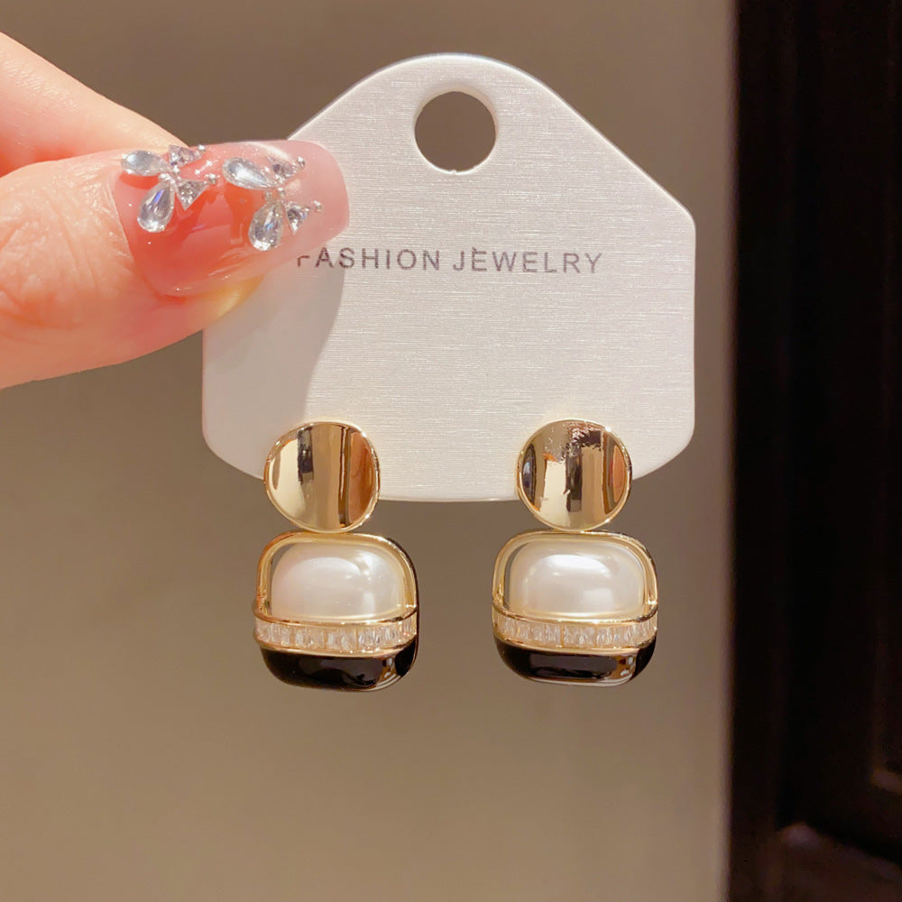 Eaioncol Enamel Square Drop Earrings 14K Gold Plated