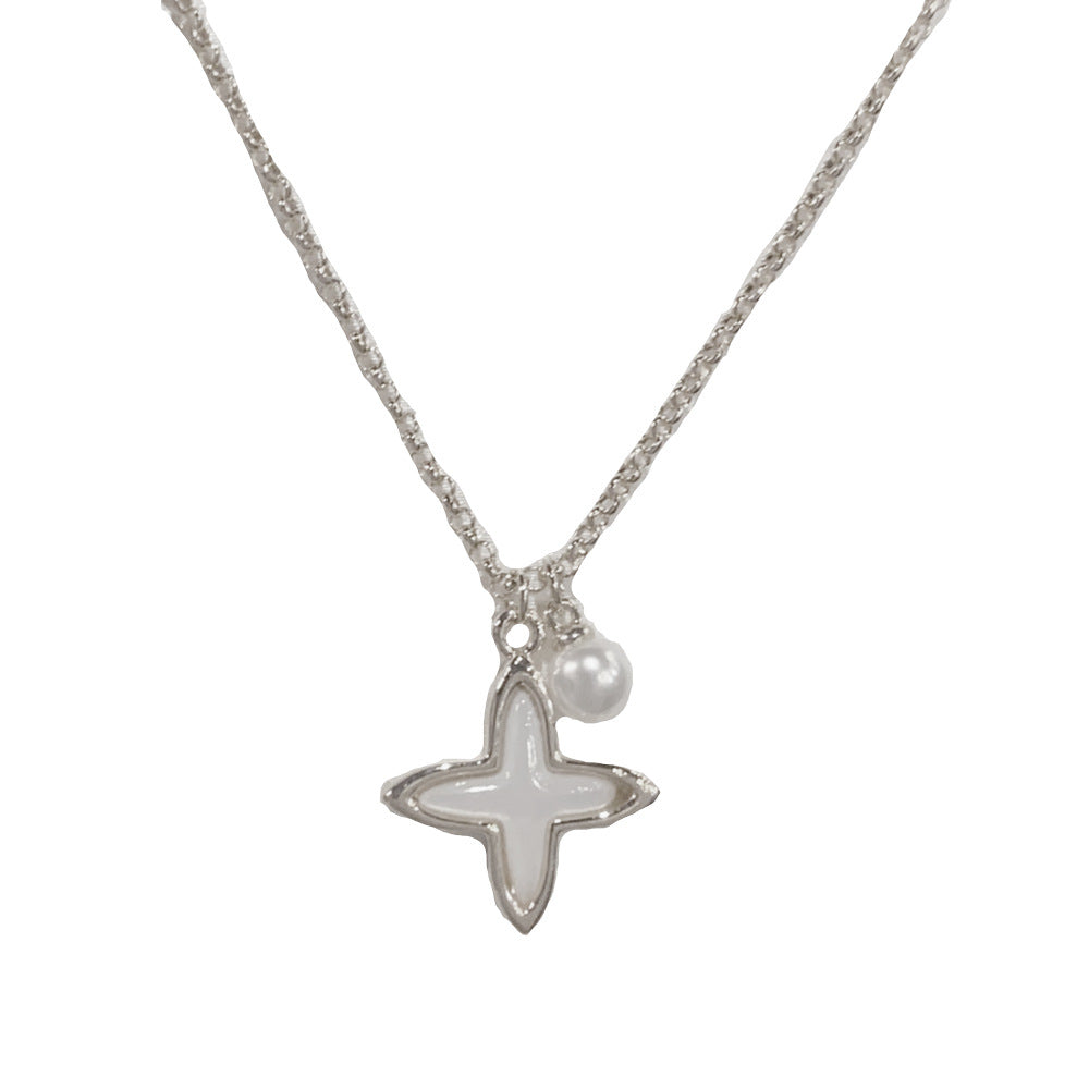 Eaioncol Mother of Pearl Clover Necklace 14K Gold & Silver Plated