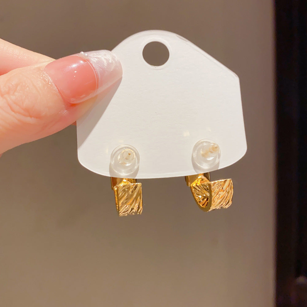 Eaioncol Square Tiger Eye Hoop Earrings 14K Gold Plated