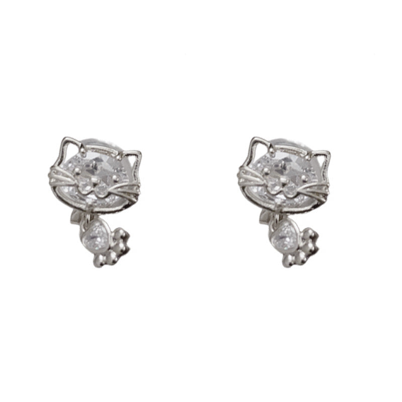 14K Gold-Plated Cute Cat & Paw Clip-On Earrings – No Piercing Needed