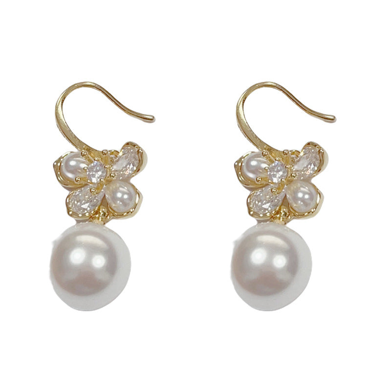 14K Gold-Plated Zircon Butterfly Pearl Earrings – Chic Drop Design