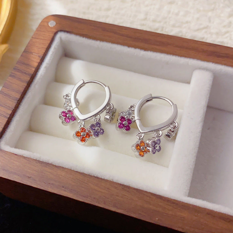 Luxury Colorful 4Leaf Flower Tassel Ear Cuff Earrings – Floral Design