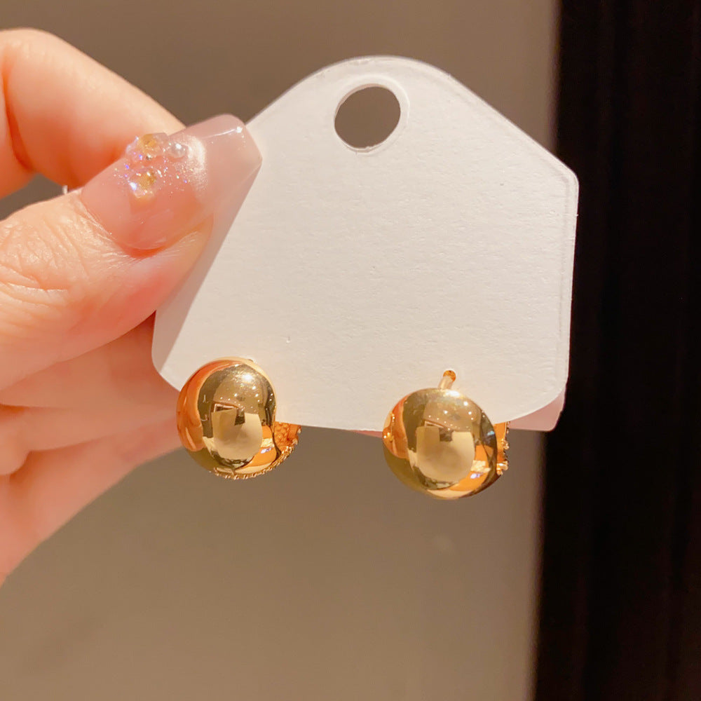 Eaioncol Vintage Red Pearl Stud Earrings Gold