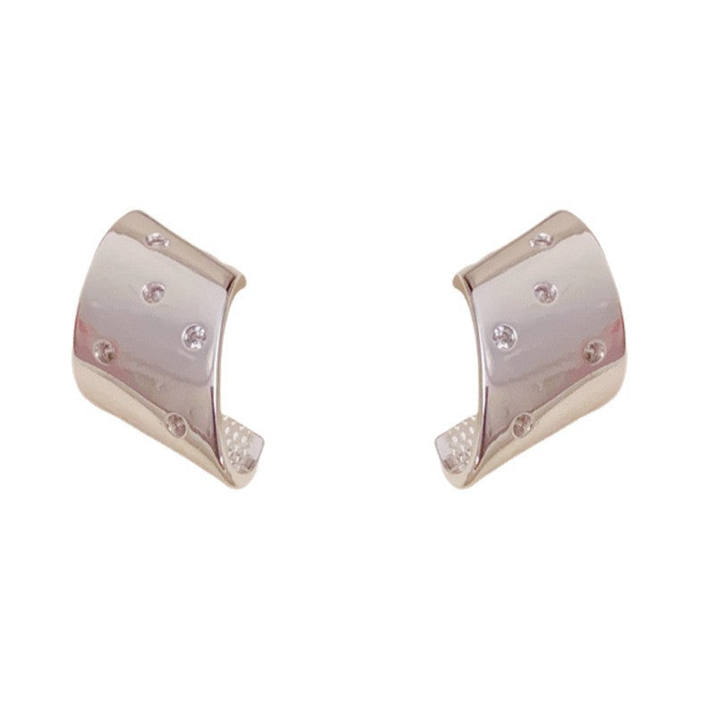 Eaioncol Irregular CZ Stud Earrings Gold Silver