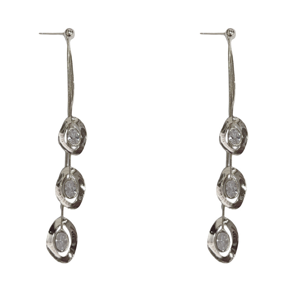 Eaioncol CZ Circle Tassel Earrings 18K Gold & Silver Plated