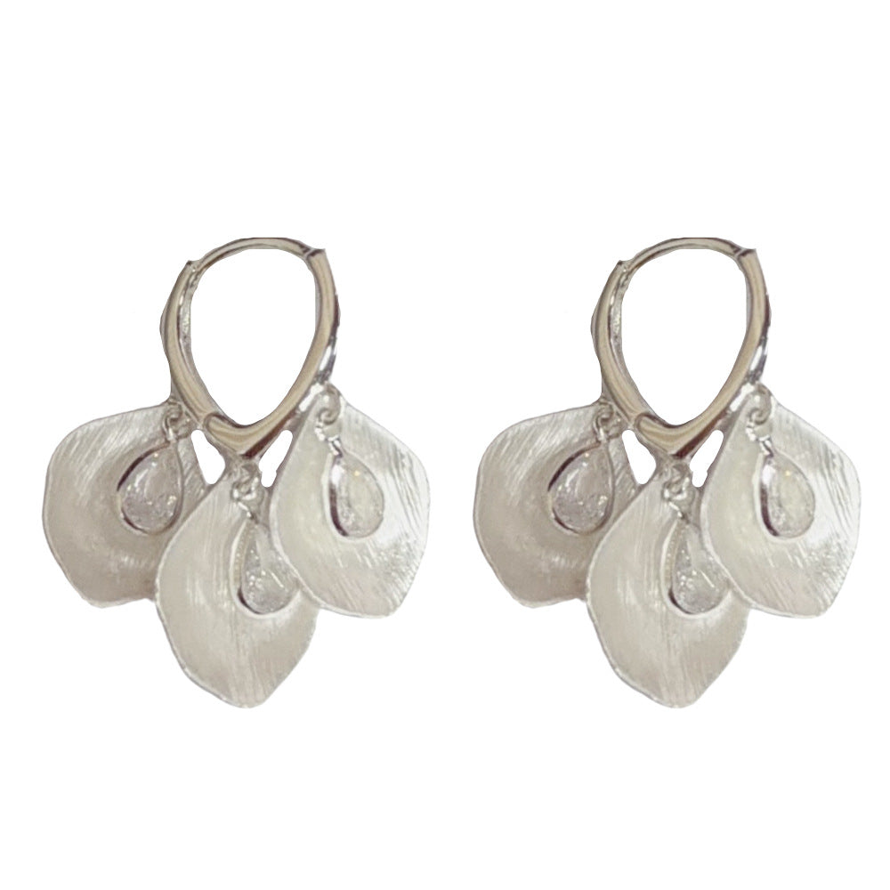 Eaioncol Leaf Tassel Drop Earrings Silver