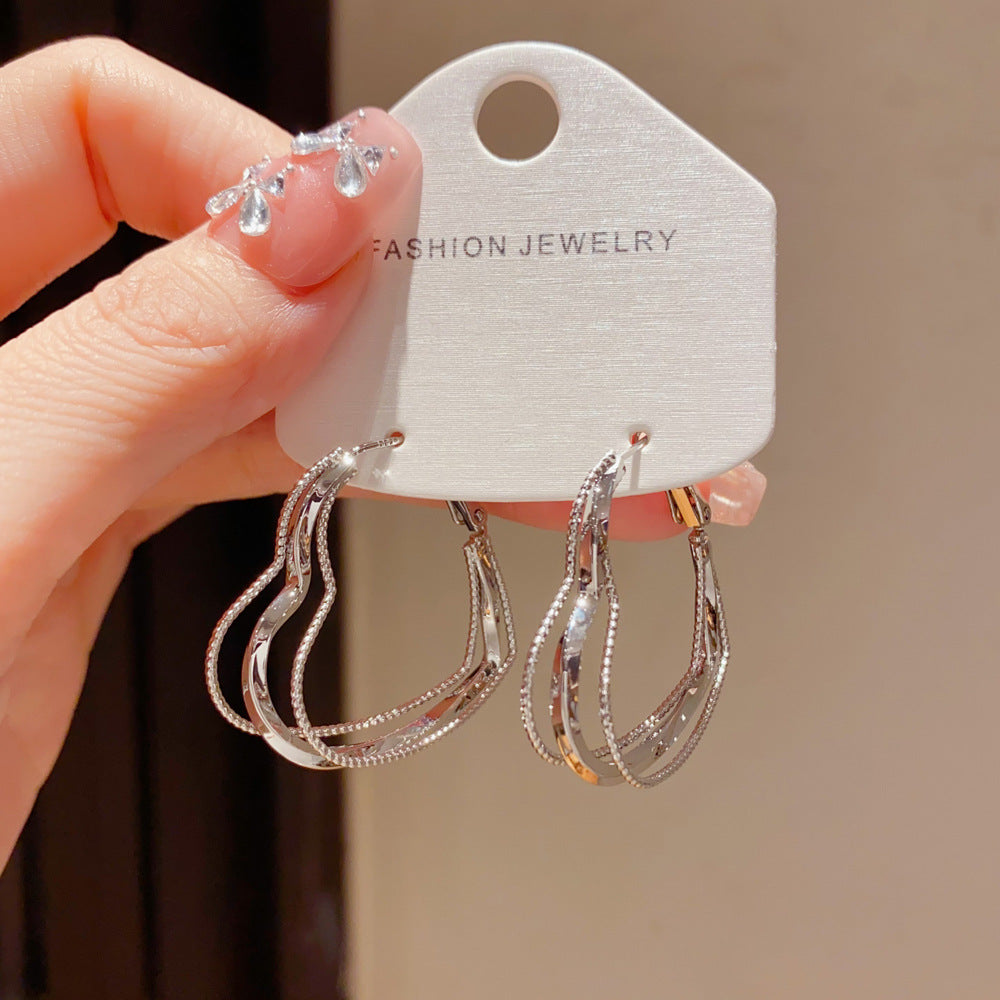 Eaioncol Layered Heart Hoop Earrings Gold Silver