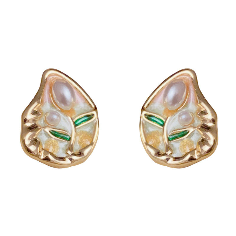 14K Gold Pearl Tulip Geometric Jewelry – Earrings, Bracelet & Necklace