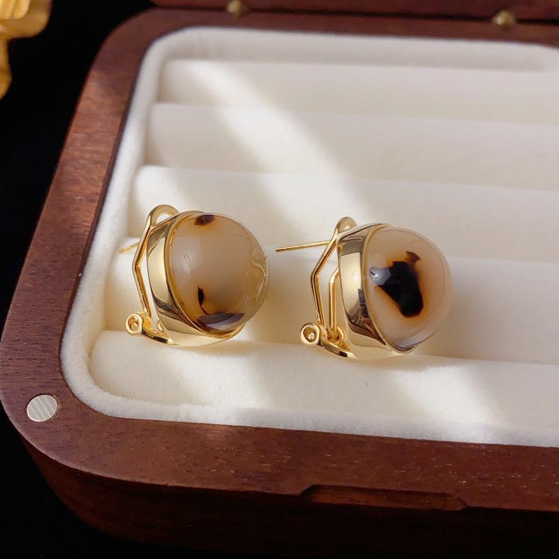 Luxury Leopard Print Round Ring Stud Earrings – Geometric Design