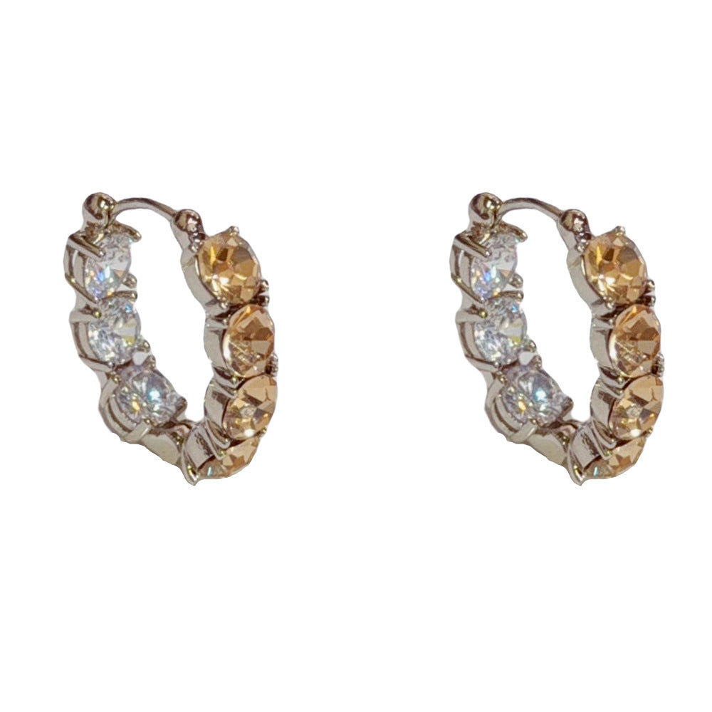 Eaioncol Geometric Coffee CZ Hoop Earrings Gold