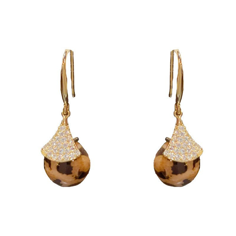 Eaioncol Leopard Fan Circle Ear Hooks Gold