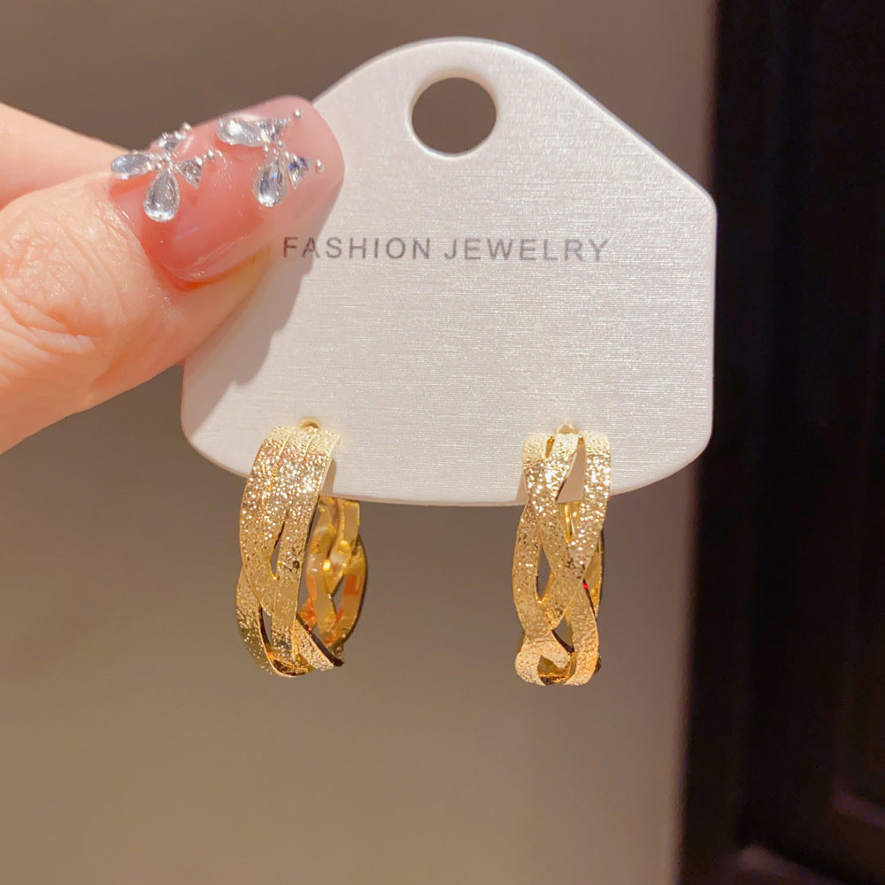Eaioncol Interlocking C Hoop Earrings Gold Silver