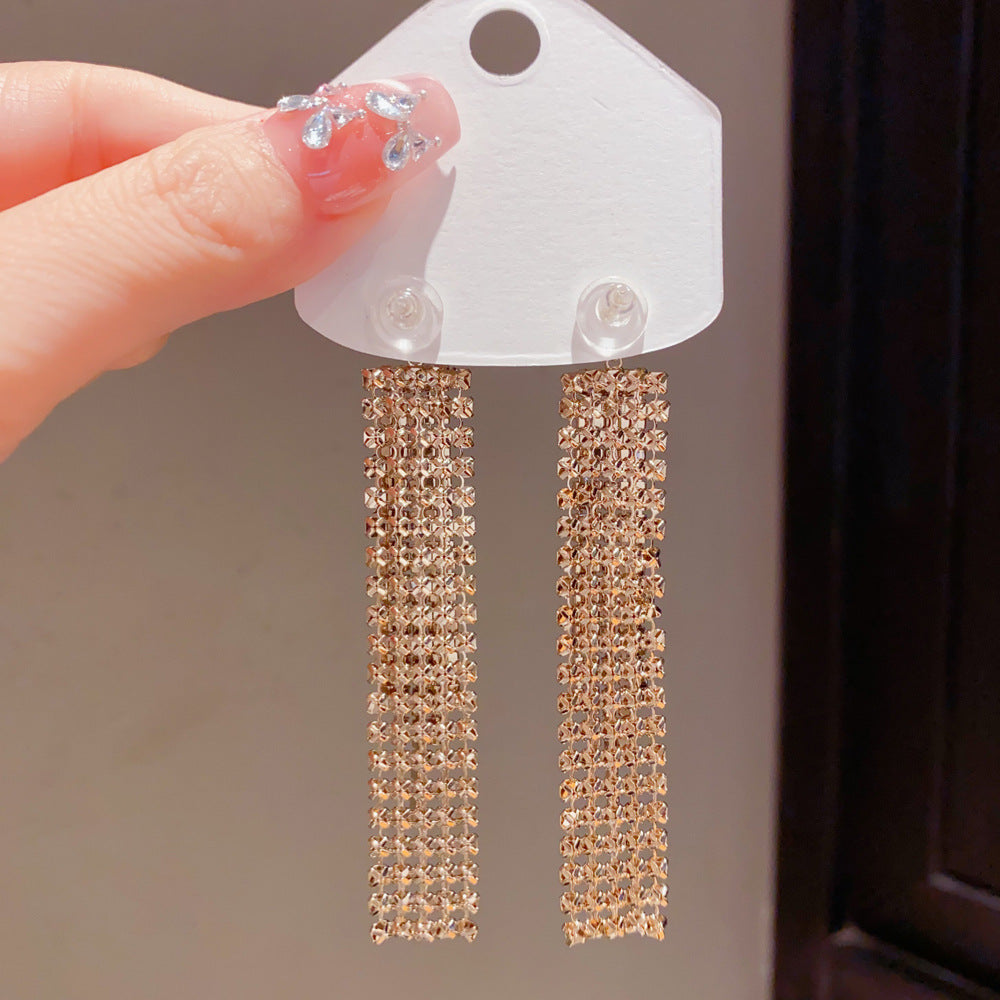 Eaioncol Pearl Geometric Tassel Drop Earrings Warm Gold