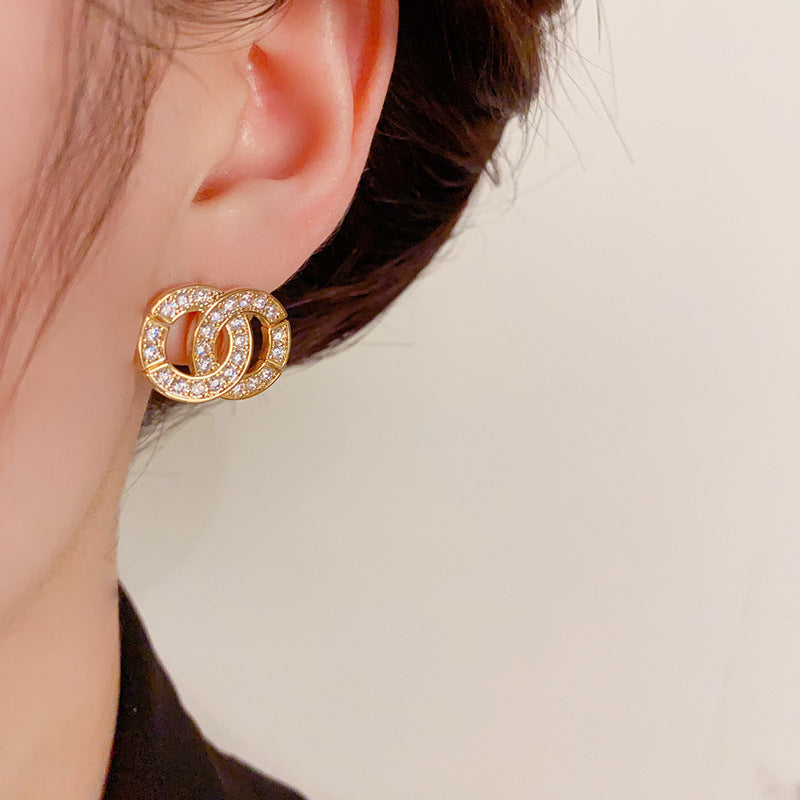 14K Gold-Plated Round Link Earrings - Chic Minimalist Design