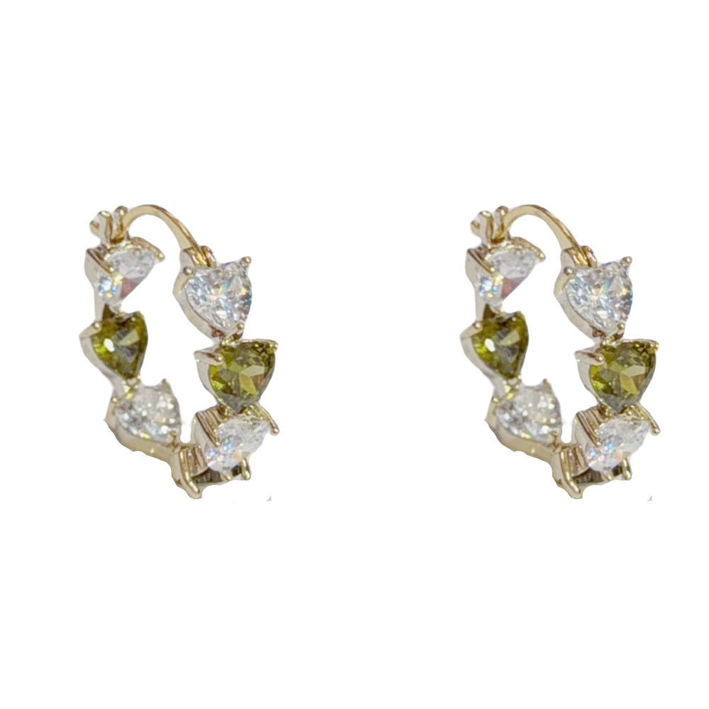 Eaioncol Two-Tone Heart CZ Hoop Earrings 14K Gold Plated
