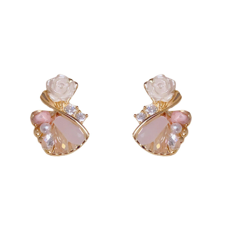 14K Gold Handcrafted Twisted Flower Stud Earrings – Floral Design