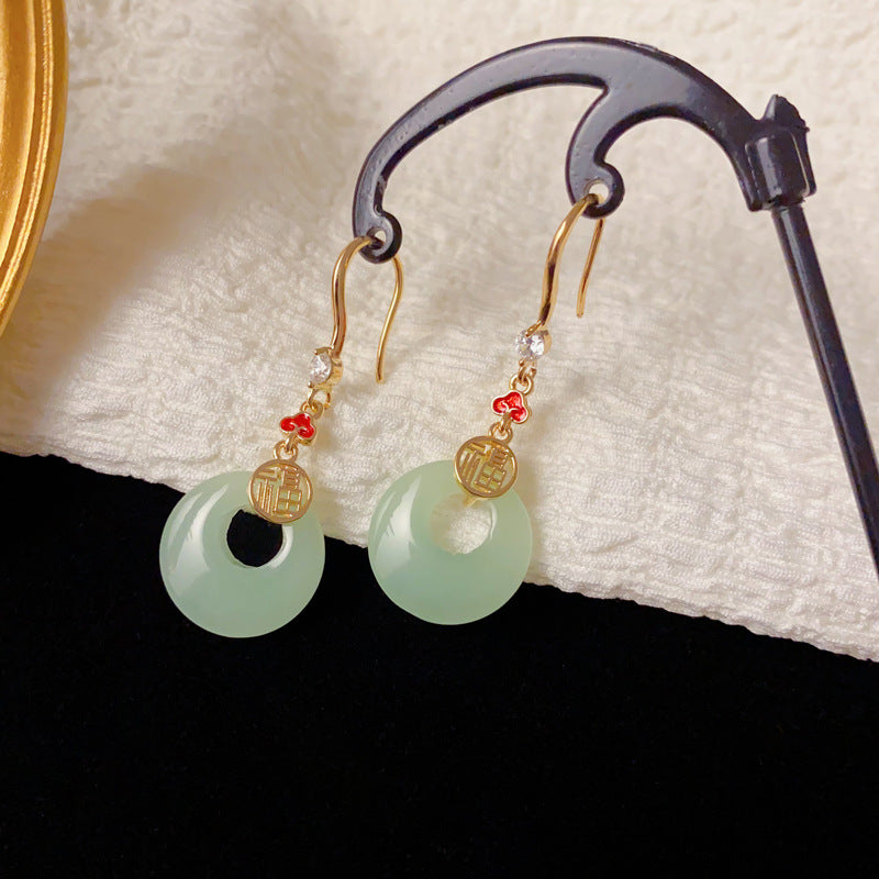 Luxury Long Tassel Drop Earrings – Auspicious Chinese Blessing Design