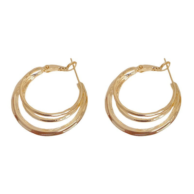 Eaioncol 3-Layer Circle Hoop Earrings 14K Gold & Silver Plated
