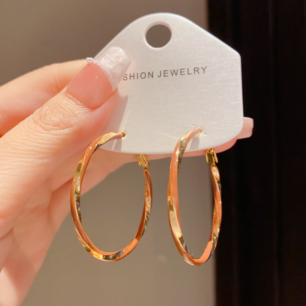 Eaioncol Twisted Coffee Enamel Hoop Earrings 18K Gold
