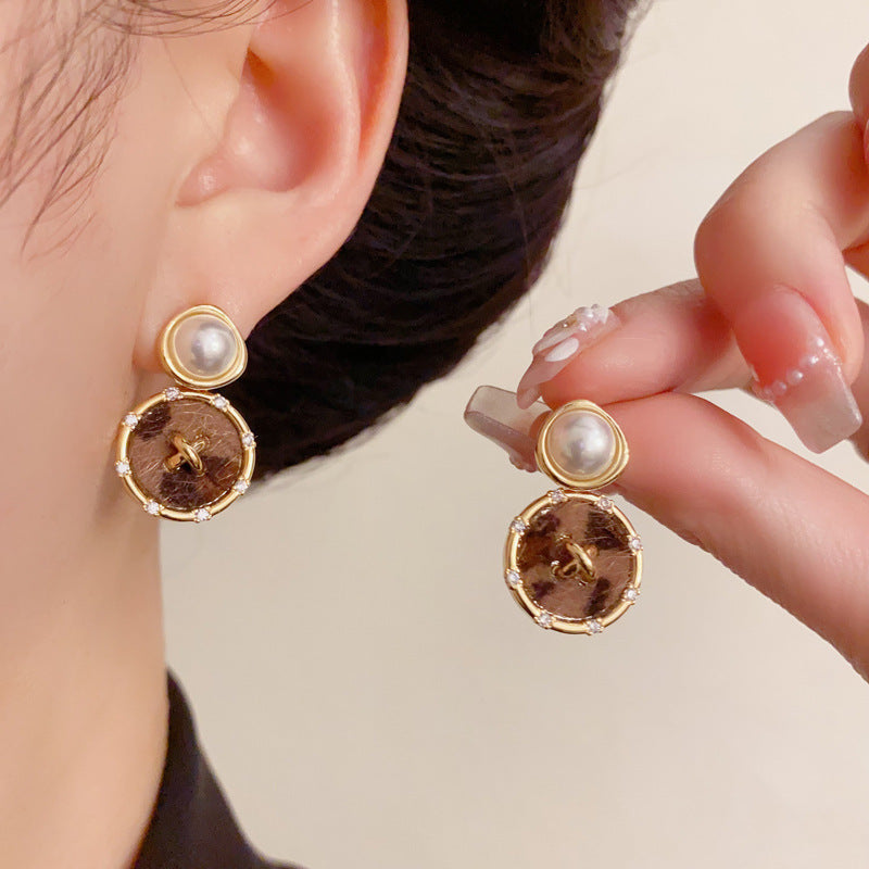 Luxury Leopard Pony Hair Geometric Drop Earrings – French Retro Design