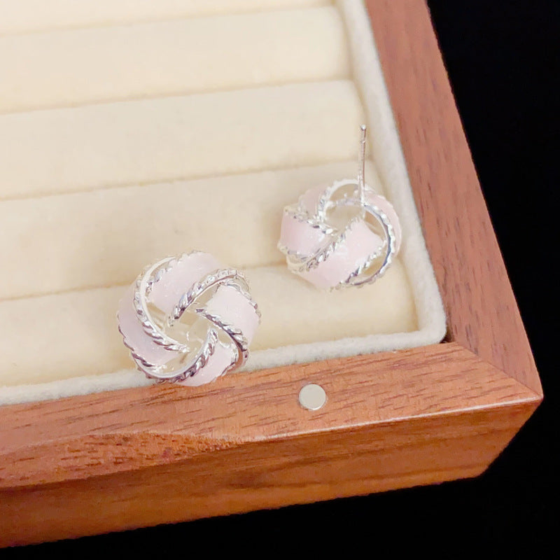 Eaioncol Enamel Circle Stud Earrings Gold
