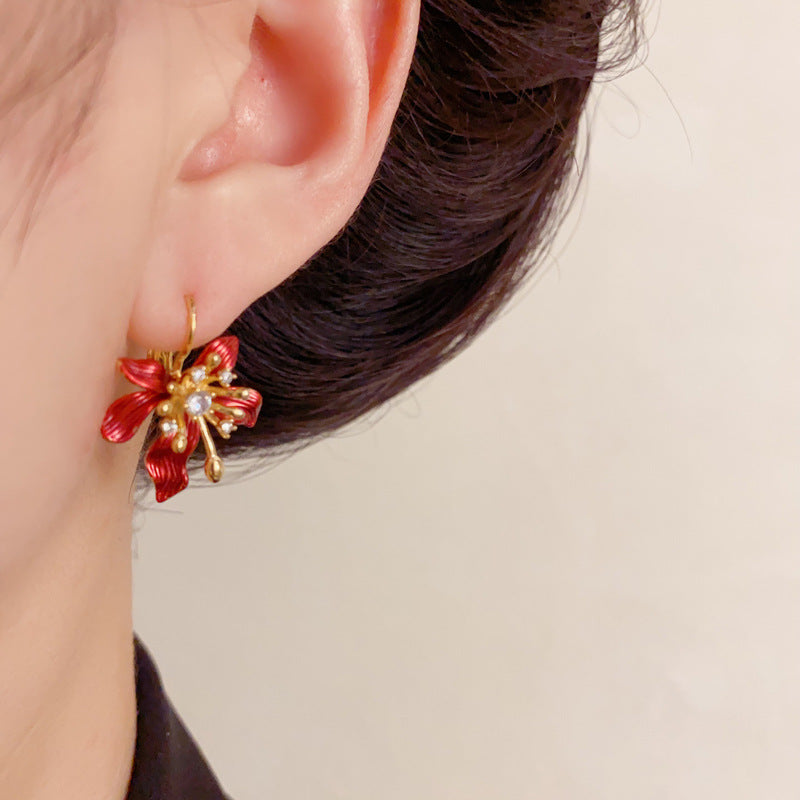 Elegant Zircon Metal Petal Ear Cuff Earrings – Floral Design
