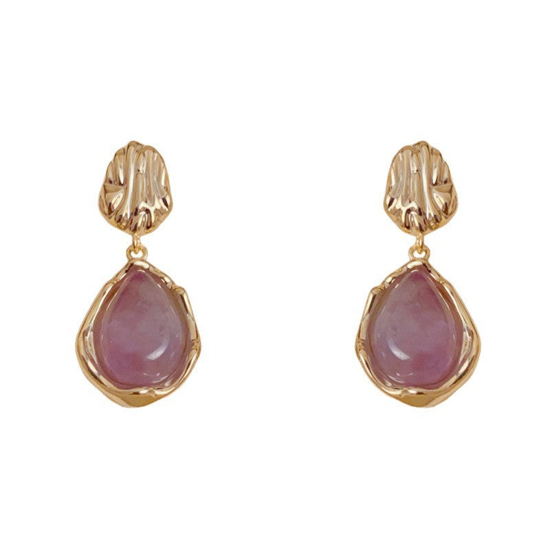 Eaioncol Irregular Metal Drop Earrings Black Purple