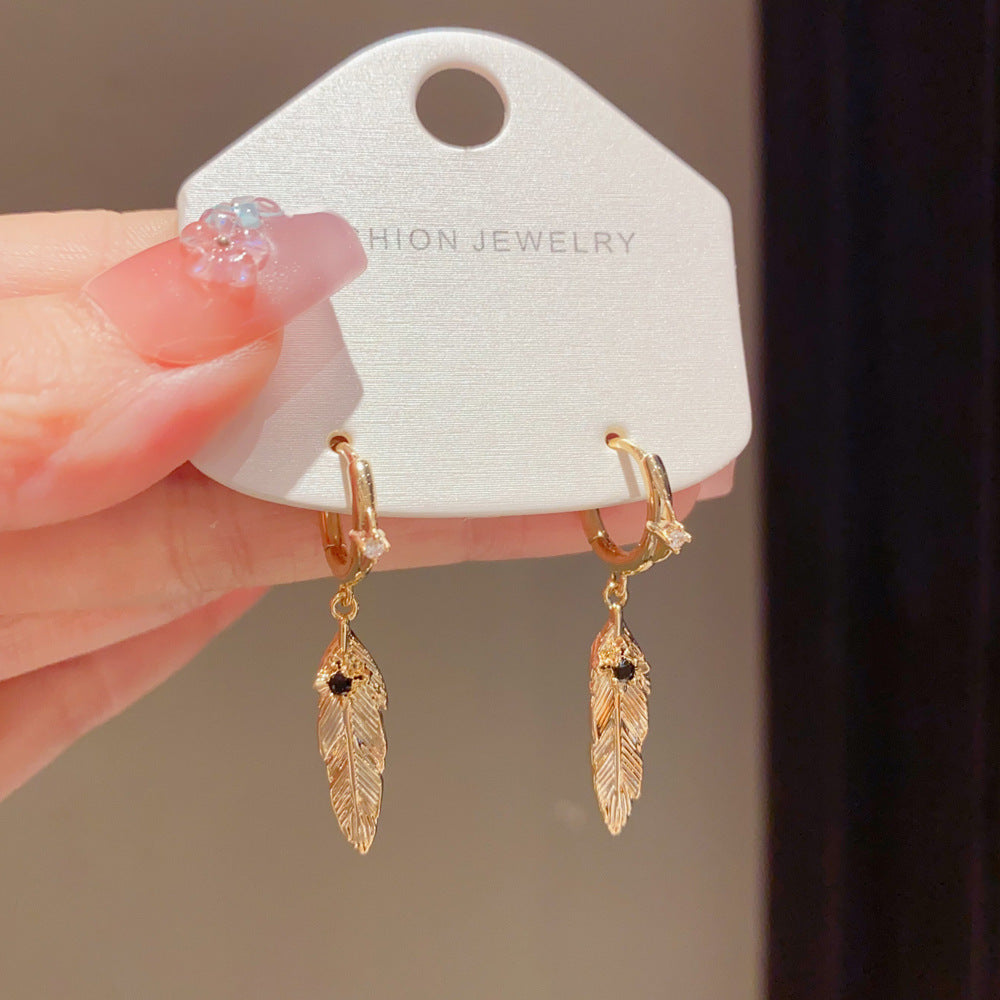 Eaioncol Feather Tassel Hoop Earrings 14K Gold & Silver Plated
