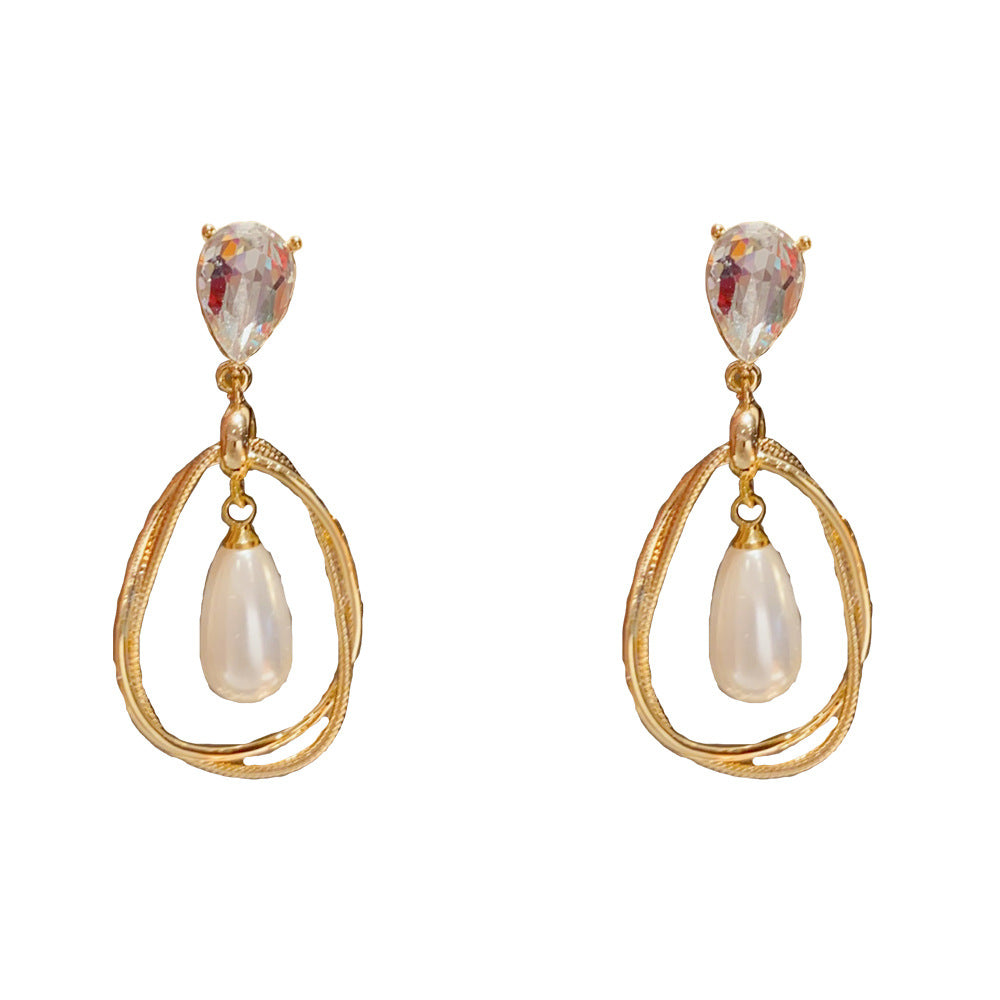 Eaioncol Vintage Metal Pearl Teardrop Earrings Gold Silver