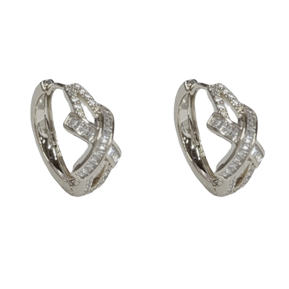 Eaioncol Cross CZ Hoop Earrings 14K Gold Plated Silver