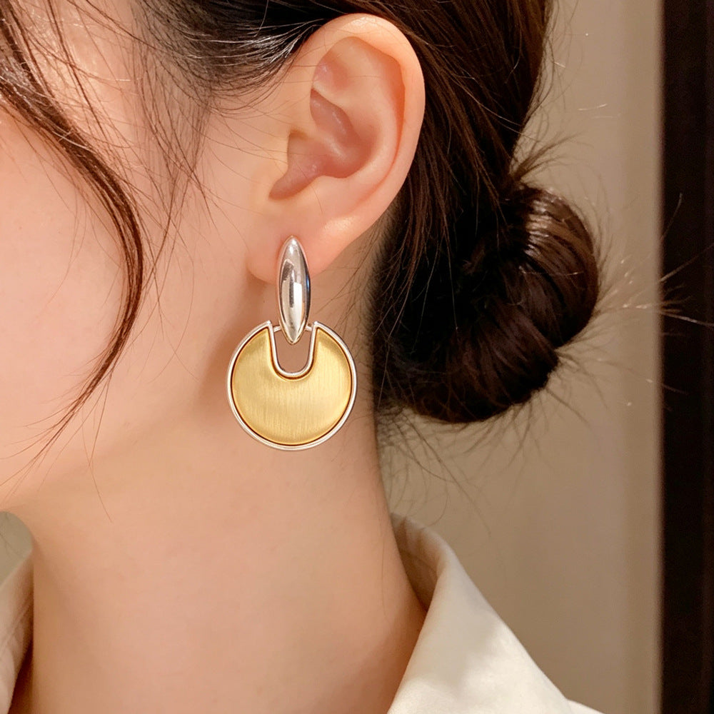 Eaioncol Two-Tone Circle Drop Earrings 14K Gold & Silver Plated