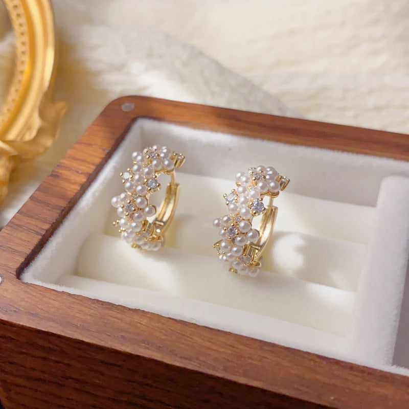 Luxury Zircon Pearl Ear Cuff Earrings – Geometric Design