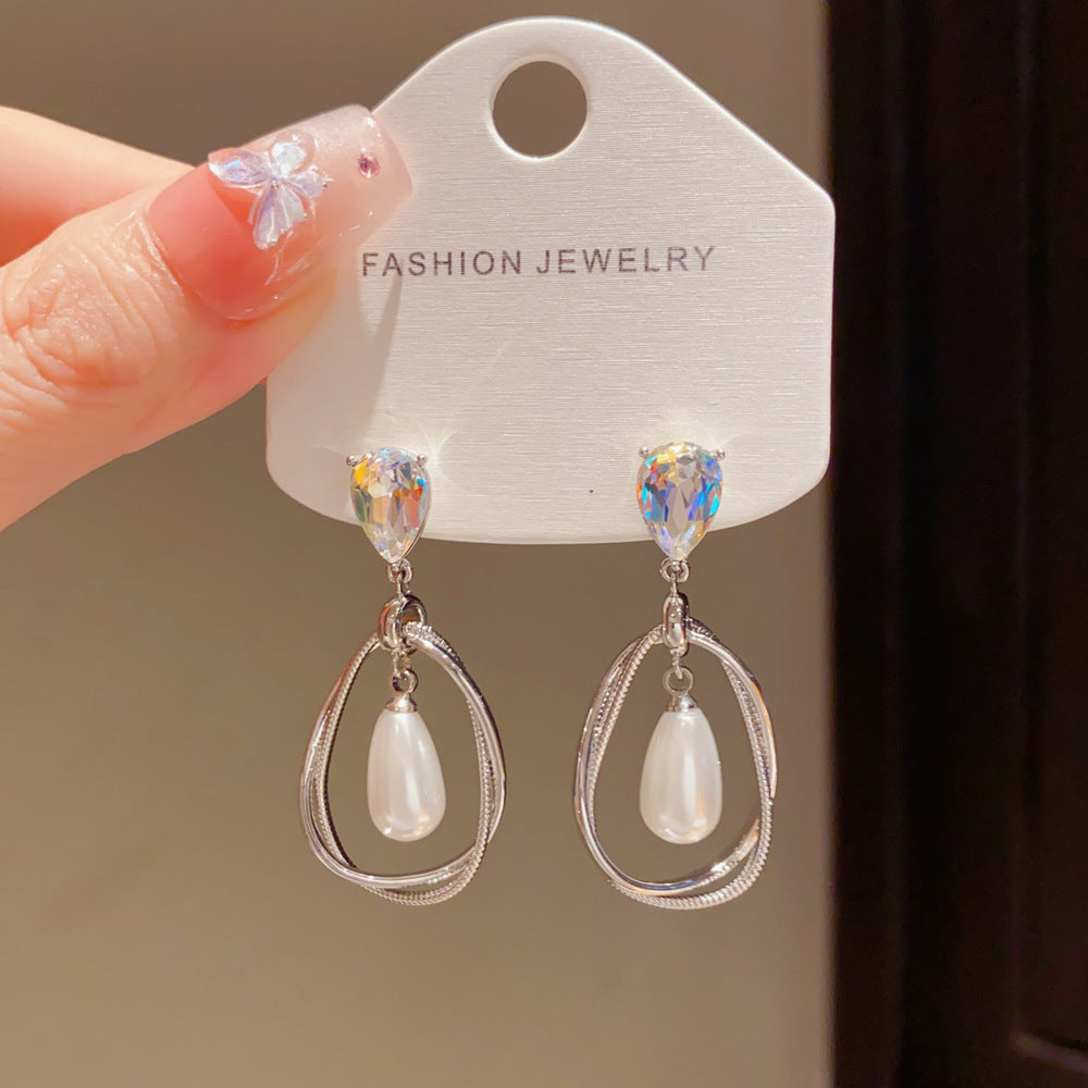 Eaioncol Vintage Metal Pearl Teardrop Earrings Gold Silver