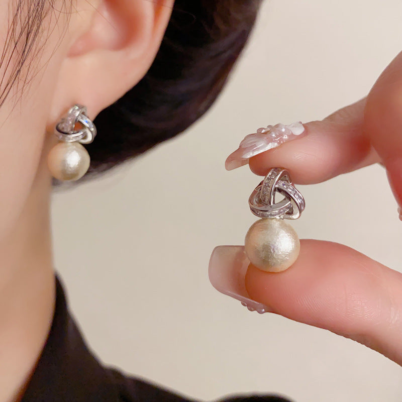 Elegant Zircon Halo Cotton Ball Stud Earrings – Minimalist Design